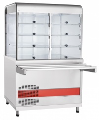 Прилавок-витрина  для холодных закусок  закрытый (вся нерж), 220В, 0, 538 кВт, +1 - +10 С, открытый нейтральный шкаф для кухонного инвентаря